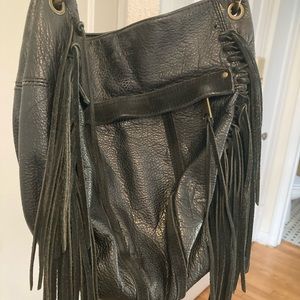 Black Leather Fringe HOBO Crossbody LIEBESKIND Bag